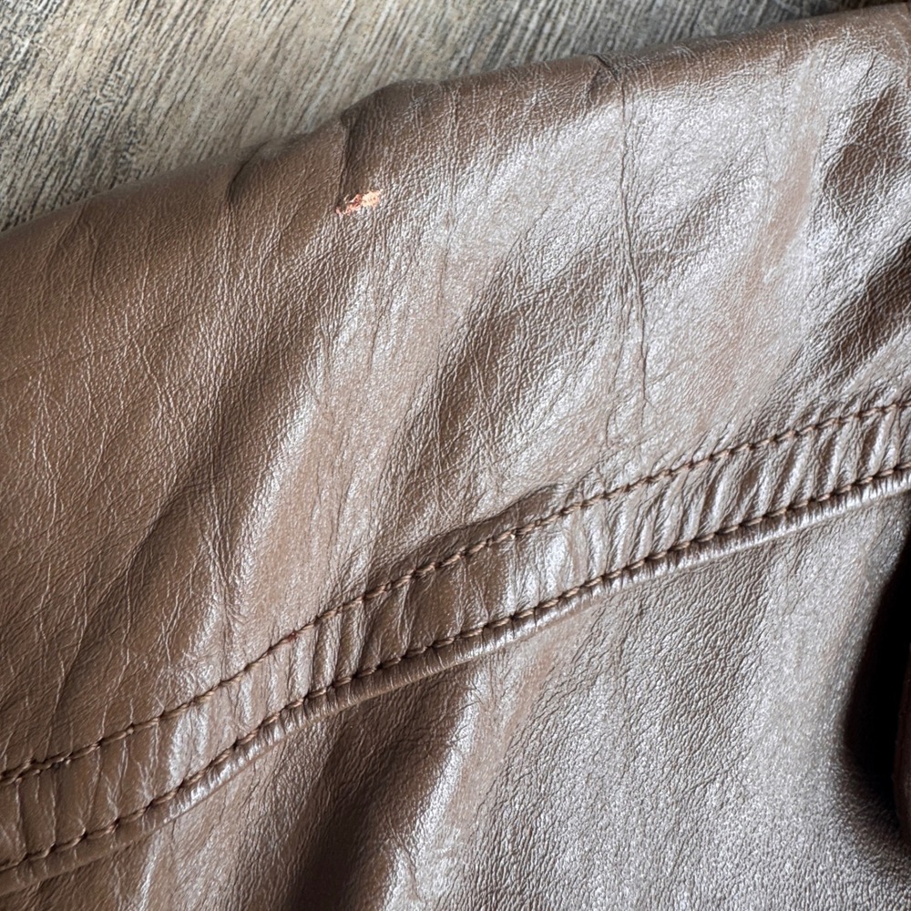 Vintage Clipper Mist Tan Brown Leather Bomber Jacket Mens 40 Reg 80s 90s - Picture 10 of 10